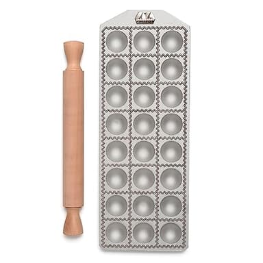 Marcato Ravioli Maker Press, Ravioli Maschine, Homemade Ravioli Cutter, 40 mm Rundschliff, Großzügiger Füllraum, für 24 Ravioli, Hergestellt in Italien