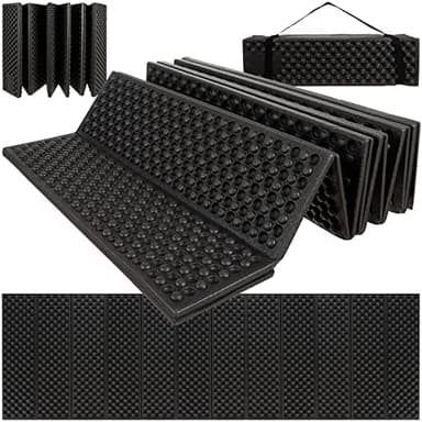 TRIZAND Isomatte faltbar 180x60x1 cm - Eva-Schaum wasserdicht extra dick mit Trageriemen - Campingmatte Outdoor Zelt Wandern Schwarz Strandmatte