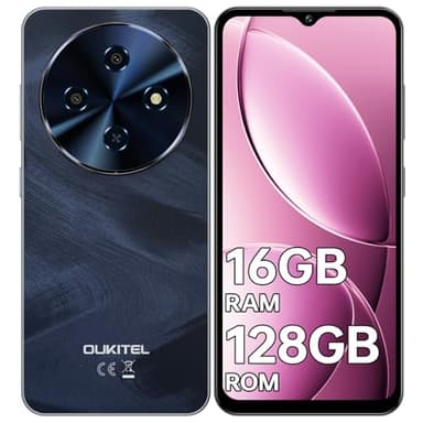 OUKITEL C5 Smartphone Ohne Vertrag, 16GB RAM+128GB ROM/1TB Handy Ohne Vertrag, 6.52" Bildschirm Android Smartphone Günstig, 5000mAh Simlockfreie Handys, 13MP Kamera, Dual 4G SIM/Face ID/OTG/3.5mm Jack