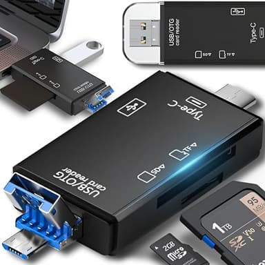 Retoo Kartenleser USB 5-in-1 Adapter Micro SDXC, SDHC, Kartenlesegerät Highspeed OTG, USB 3.0/USB C, kompatibel mit Windows, Mac, Android, Speicherkarten Adapter, TF und UHS-I Karten, Schwarz