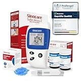 sinocare Safe Accu2 Blutzuckermessgerät, Zuckermessgerät mit Blutzuckerteststreifen 50, Schmerzfrei & Schnell, Wenig Probenvolumen- mg/dL (Safe Accu2 Blutzuckermessgerät 50 Set)