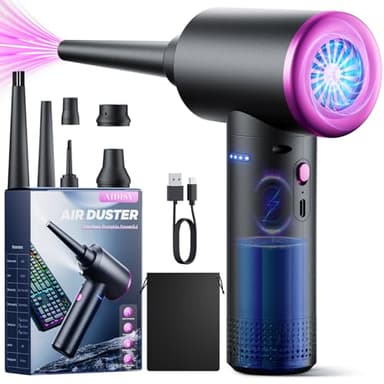 Staubgebläse Elektrische Druckluft - 100000 RPM Druckluftspray PC Reinigung mit 9000 mAh Akku, 3-Gang Air Duster Luftdruckspray mit LED-Licht für PC Reinigung für Sofa und Auto Reinigung