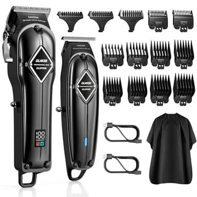 GLAKER Haarschneidemaschine für Herren + Haarschneider Kit, Akku-Friseur Professionelles Haarschneidemaschine Haarschneide-Set Bartschneider für Männer Frauen Kinder, Fading Clippers mit 13 Guards