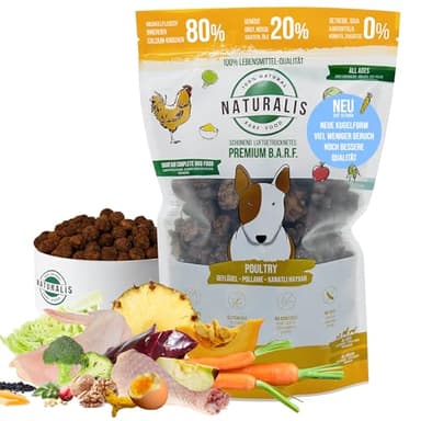 Naturalis Smart 80 Barf Trockenbarf Hundefutter 500 g Huhn Alleinfuttermittel ohne Zusätze getreidefrei sojafrei glutenfrei 100% Natur - schonend luftgetrocknet