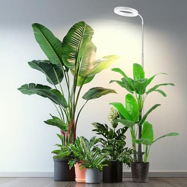 Garpsen Pflanzenlampe, 80 LEDs Vollspektrum-Wachstumslampen für Zimmerpflanzen mit 360°-Schwanenhals, 6/12/16-Stunden-Timer, 3 Farbmodi und 5 Dimmstufen, 65'' hohe Grow Lampe für große Pflanzen(weiß)