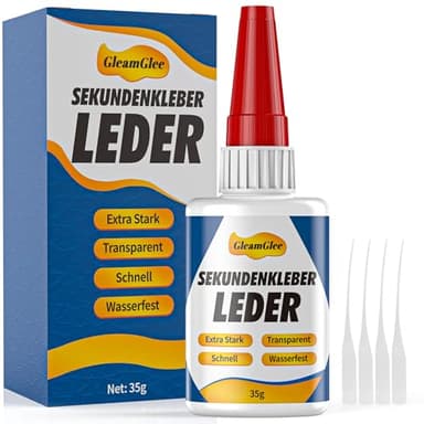Lederkleber Super Glue – Extra Starker, Transparenter & Wasserfester Kleber für Lederreparatur an Schuhen, Sofas, Autositzen, Möbeln & Taschen – Schnell Trocknender Lederkleber für Polster, Gürtel & H