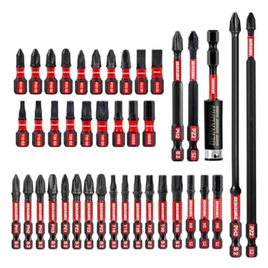 Geinxurn 41tlg. Schlagfester Schrauber Bit Set (PH-, TX-, PZ-, SL-, Hex-), 1/4 zoll Sechskantschaft S2 Legierter Stahl Bitsatz mit 75mm Magnetische Bit-Halter