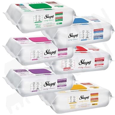 Sleepy Reinigungstücher Tücher Mix Sets 1xGrün, 1xBlau, 1x Gelb, 1xLilie, 1x Orchidee, 1x Kirsche (100 Stück Jeder)