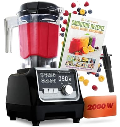 NUTRI-BLENDER MAX+ Hochleistungsmixer 2000W Standmixer Smoothie Hochleistung Smoothie-Maker Profi Mixer Blender - 2L Tritan, BPA-FREI, 9 Stufen, Digital-Timer Inkl. Smoothie Rezeptbuch