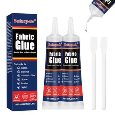 Sularpek 120 ml Textilkleber, Stoffkleber Textilkleber, Sekundenkleber, Waschmaschinenfest, Klarer Stoffkleber für Stoffe, Polster, Bekleidung und Filz