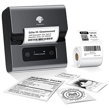 Phomemo M221 Etikettendrucker, 3 Zoll Bluetooth Beschriftungsgerät Selbstklebend Upgrade Label Printer Labeldrucker für Barcode, Zuhause, Büro, Kleine Unternehmen, für Android & iOS - Schwarz