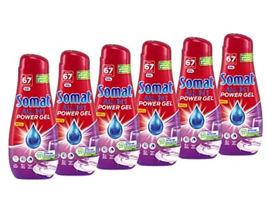 Somat All in 1 Power Gel (6 x 67 Spülgänge), Geschirrspülmittel für kraftvolle Reinigung und strahlend sauberes Geschirr, sogar im Eco-Programm & bei niedrigen Temperaturen