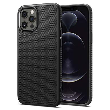 Spigen Liquid Air Kompatibel mit iPhone 12 Pro Hülle und Kompatibel mit iPhone 12 Silikon Handyhülle -Schwarz