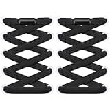 RJ-Sport 2 Paar flache Schnürsenkel ohne Binden - Elastische Schnürsenkel mit Schnellverschluss - Schnellschnürsystem für Einzigartigen Komfort und Starken Halt - mit Metallkapseln (Schwarz)