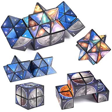 Forhome 2 in 1 Sternenklarer Himmel Zauberwürfel, Infinity Cube, Shashibo WüRfel, Stressabbau Spielzeug, für Kinder und Erwachsene, Shashibo Formwechsel-Box