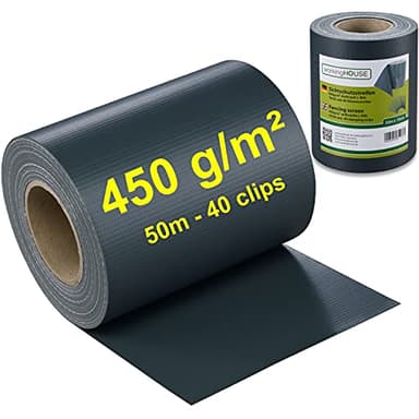 WORKINGHOUSE PVC Sichtschutzstreifen 450g/m² Standard für Doppelstabmatten Zaun – 50m Rolle, Anthrazit RAL 7016 | Wind- & Blickschutz, wetterfest, inkl. Clips