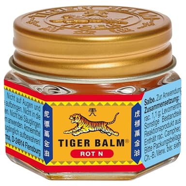 Tiger Balm ROT N – Natürlicher Balsam zur Förderung der Hautdurchblutung – Einreibung mit hochwertigen ätherischen Ölen, 19.4 g