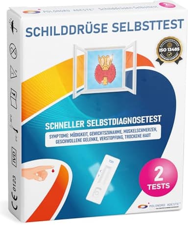 ADESTE Schilddrüse Selbsttest | Schilddrüsenunterfunktion Test mit CE-Kennzeichnung | Ergebnis in 10 Minuten | Hohe Genauigkeit 98,2 % | Einfach anzuwenden | Packung mit 2 Tests