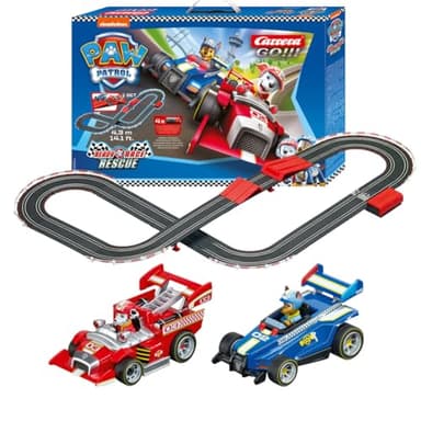 Carrera - 20063514 GO!!! Paw Patrol - Ready Race Rescue Rennbahn-Set I Rennbahnen und lizensierte Slotcars | bis zu 2 Spieler | Für Jungs und Mädchen ab 6 Jahren & Erwachsene