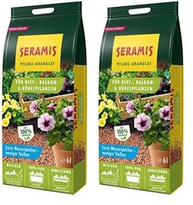 Seramis Pflanz-Granulat für Beet-, Balkon- & Kübelpflanzen, 6 l – Tongranulat, Pflanzenerde Ersatz zur Wasser- und Nährstoffspeicherung, Nicht Zutreffend (Packung mit 2)