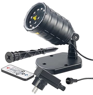 Lunartec Sternenprojektor: Laser-Projektor mit 12 LEDs, 8 Licht-Effekte, Timer, Fernbed., IP65 (Weihnachtslaser, Laserstrahler, Weihnachtsbeleuchtung außen)