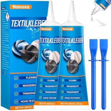 Nanoxa Textilkleber, 100ml Textilkleber Waschmaschinenfest, Extra Stark Permanenter Stoffkleber für Stoffe, Kleidung, Leder, DIY-Bastelarbeiten, Puppenreparatur, Textilien, Filz, Aufnäher