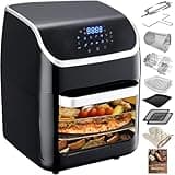 PRIJESSE 12L Heißluftfritteuse, Multifunktionale Heissluftfritteuse, 1800W Air Fryer, mit LED-Touchscreen, 10 Programme, Warmhalten & Dörrautomat Funktion, inkl. Rezeptheft und Zubehör