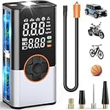 BIBURY 8000mAh Elektrische Luftpumpe Fahrrad Luftpumpe Elektrisch 150 PSI mit 5 Modi Akku Kompressor Luftkompressor Tragbare Fahrradpumpe mit LED-Digitalanzeige, LED-Licht für Auto Moto Fahrrad Bälle