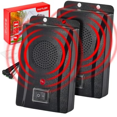 PATTLER® Marderschreck Auto batteriebetrieben für ca. 40m² - mit Ultraschall & Anti Gewöhnungseffekt. Mobiler Marderschutz mit Batteriebetrieb. Marderabwehr Auto, Haus, Dachboden, Garten - 2 Stück