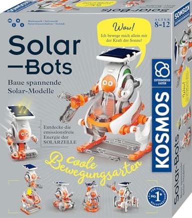 KOSMOS 621247 Solar Bots, Baue 8 Solar-Modelle, Bausatz für Solar Roboter mit Solarenergie-Antrieb, Solarzelle mit Motor, Experimentierkasten für Kinder ab 8-12 Jahre