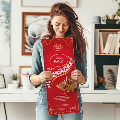 Lindt Lindor XXL Schokoladentafel personalisiert mit Botschaft - Geburtstagsgeschenk für Männer und Frauen mit 5 Lindor Schokoladentafeln