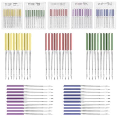 50 Stück Nähmaschinennadeln Universal Nähnadeln Nähmaschine Set Jersey Nadeln für Nähmaschine für Jeans Leder Stoffe 5 Größen 5 Farben