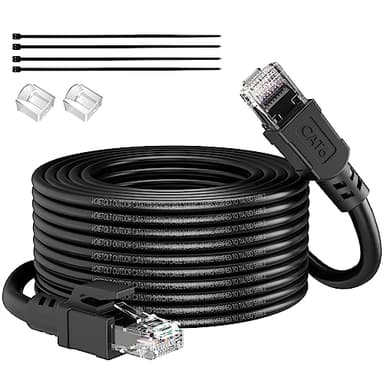 VOIETOLT Outdoor Cat 6 LAN Kabel 30meter, Außen Wasserdicht Direct Burial LLDPE UV Mantel - 24AWG 10Gbps Hochgeschwindigkeits Gigabit Ethernet Netzwerkkabel - CCA, UTP mit 20 Kabelbindern