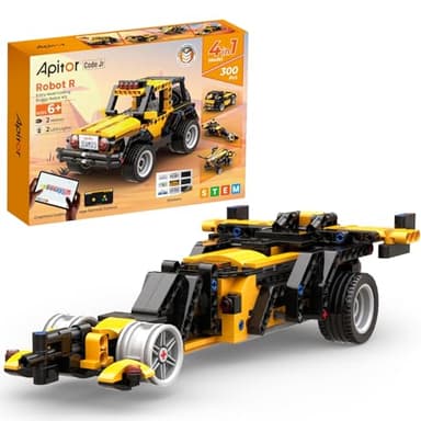 Apitor Robot R Programmierbarer Roboter für Kinder, 4-in-1 Off-Roader-Spielzeugauto Bausatz, App-Ferngesteuerter Auto, pädagogisches Programmiergeschenk für Jungen und Mädchen 6-12 Jahren (300 Stück)