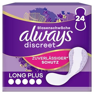 Always Discreet Inkontinenz-Slipeinlagen für Frauen Long Plus Stück 24, Absorbieren Gerüche Und Nässe, Verhindern Auslaufen