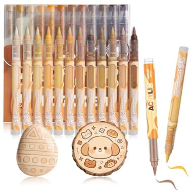 GomTrynxil 12 Farben Acrylstifte für Hauttöne, Acrylstifte für Steine Wasserfest, Wasserfeste Pinselmarker für Hauttöne und Porträtmalerei, Acrylfarben Marker für Holz, Glas, Papier, Keramik