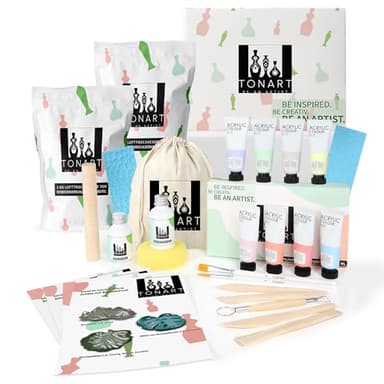 TONART BE AN ARTIST – Töpferset für Anfänger für zuhause mit lufttrocknendem Ton (ohne Brennen), Werkzeugen, Acrylfarben, Grundierung, Klarlack und Schritt-für-Schritt-Anleitungen | DIY Basteln |