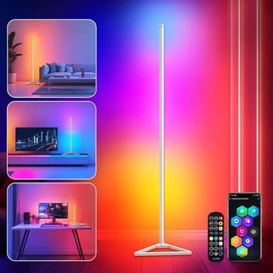 LED Stehlampe,RGBIC Stehlampe Wohnzimmer Dimmbar,140cm Abnehmbar Schwarz,Standleuchte Led mit App,16 Millionen Farben Standleuchte,300 Szenenmodi,Musikmodus & Timing-Funktion Deko Wohnzimmer
