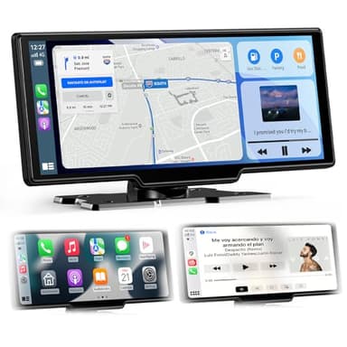 2026 Neuestes 10,26 Zoll Carplay Display & Android Auto Display: Buddy Display mit GPS Navigation 4K Dashcam Rückfahrkamera Bluetooth 5.2 Siri Sprachsteuerung IPS Touchscreen Mirror Link AUX FM 64G TF