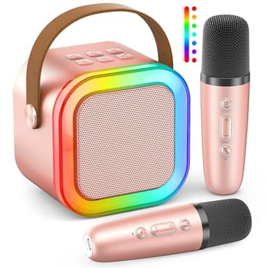 Karaoke Maschine Kinder, Geschenk für Mädchen 3-12 Jahre, Karaoke Kinder Spielzeug ab 3-12 Jahre Mädchen, Karaoke Maschine mit 2 Karaoke Mikrofon Kinder