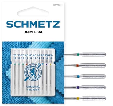 SCHMETZ | 10 Nähmaschinennadeln | Universal | 130/705 H | Nadeldicke 70/10-100/16 | auf jeder gängigen Haushaltsnähmaschine einsetzbar