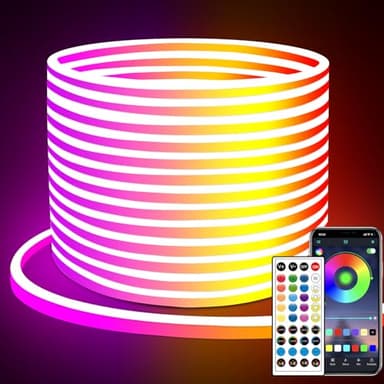 Segrass LED Strip 20m, Mit Fernbedienung, APP Steuerung, IP65 Wasserdichte Flexible RGB LED Streifen, 24V Neon LED Band, Anwendbar Auf Schlafzimmer Und Außendekoration