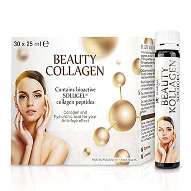 Pharmavital Beauty Kollagen Trinkampullen (30 Stück) hochdosiert, 5555 mg Premium Collagen mit Hyaluronsäure, Peptide, Vitamin C, Heidelbeersaftkonzentrat, Mineralien und Biotin