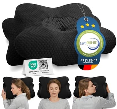 Orthopädisches Nackenstützkissen bei Nackenschmerzen aus hochwertigem Memory Foam - Ergonomisches Nackenkissen - Kopfkissen für Seiten-, Rücken- & Bauchschläfer - waschbarer Bezug bei 40°C
