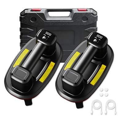 JUYLTOOL 2er-Set 26cm Akku Saugheber für Fliesen,Elektrischer Saugheber Fliesensauger,Plattenheber Vakuumheber mit Auto-Nachsauge & LCD-Anzeige für Saugkraft & Akkulaufzeit,4500 mAh Akku,Max.300KG