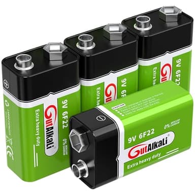 GutAlkaLi Batterien 9V Blockbatterie, 4 Stück, Longlife Power für Rauchmelder, Brand- & Feuermelder, Mikrofon 6lr61 6F22 PP3 MN1604