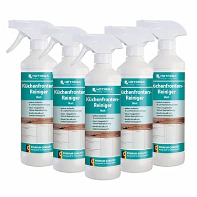 HOTREGA Küchenfronten Reiniger Matt 5x 500 ml | Entfernt Fingerabdrücke & Alltagsschmutz von matten Küchenfronten | Materialschonend