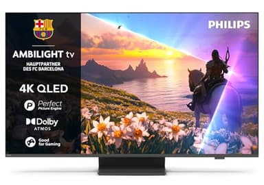 Philips Ambilight 65PUS8600 4K QLED Smart TV - 65 Zoll Display mit P5 Perfect Picture Engine Ultra HD, Titan OS, Dolby Vision und Dolby Atmos Sound