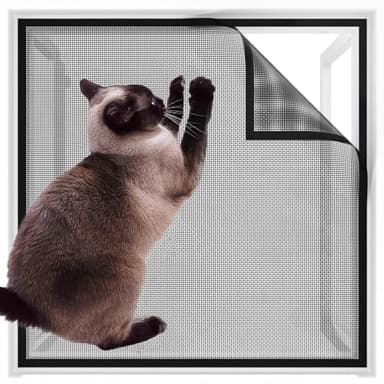 Satiskid Fliegengitter Fenster, 100X130CM Katzensicher Katzengitter Fenster Ohne Bohren, Insektenschutz Fliegengitter mit Klettband, Fliegennetz Mückennetz für Wohnzimmer Dachfenster Balkontur