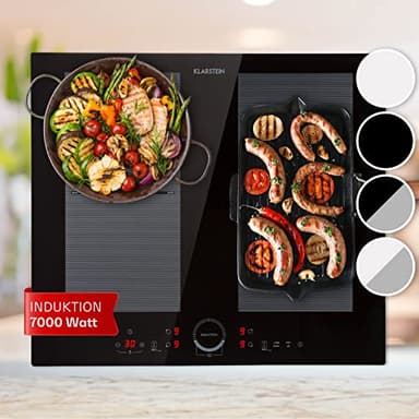 Klarstein Induktionskochfeld, Glaskeramik Kochfeld, mit 4 Platten, Einbau mit Touch-Display, Digitalanzeige und Timer-Funktion, Schnelles Aufheizen, 7000 Watt